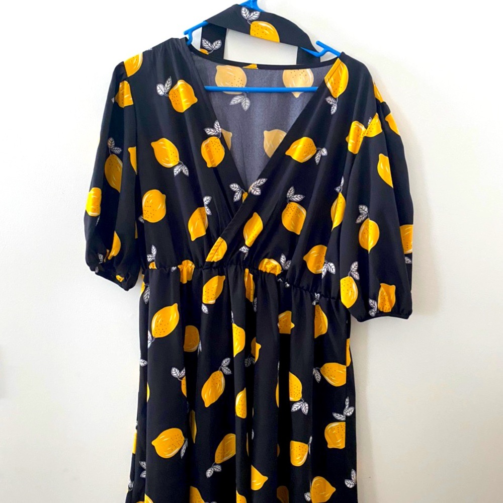 Shein black dress with lemon print, 2X